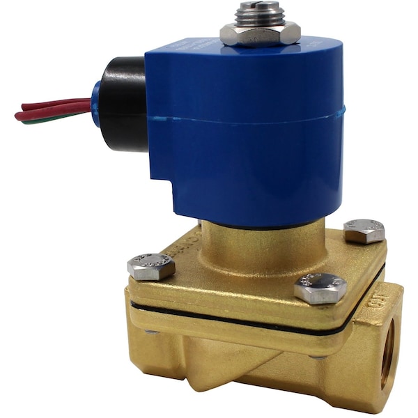 Solenoid Valve, 2-Way, 1/2 in Pipe Size, 24V/50V to 60V, Zero Differential, Diaphragm, Brass